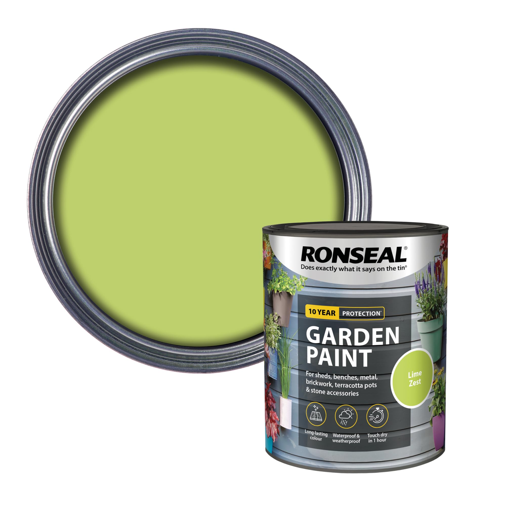 Ronseal RSLGPLZ750 GPLZ750 Garden Paint Lime Zest 750ml, 750 ml