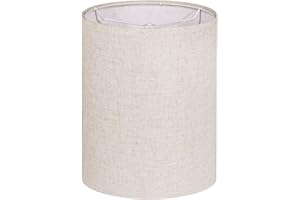 LEYINPEI Beige Tall Lamp Shade, 10" Top X 10" Bottom X 13" High Large Drum Lampshade for Table Lamps Floor Lamp, Beige Line Fabric Lamp Shade, Easy Assembly Replacement Lampshade