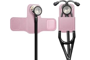 SKYREH Stethoscope Holder Clip, Premium Leather Stethoscope Hip Holder Lightweight Portable Holster for Physicians, Nurses, EMT, Medical Nursing Students,for 3M Littmann & Most Stethoscope (Rose Gold)