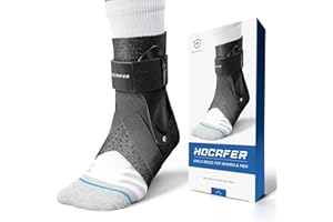 Hocafer Ankle Brace for Women & Men - Ankle Support Sprained Ankle Brace for Achilles,Tendon,Sprain,Injury Recovery,Ankle Support Brace for Running, Basketball, Football (Black,M,Left)