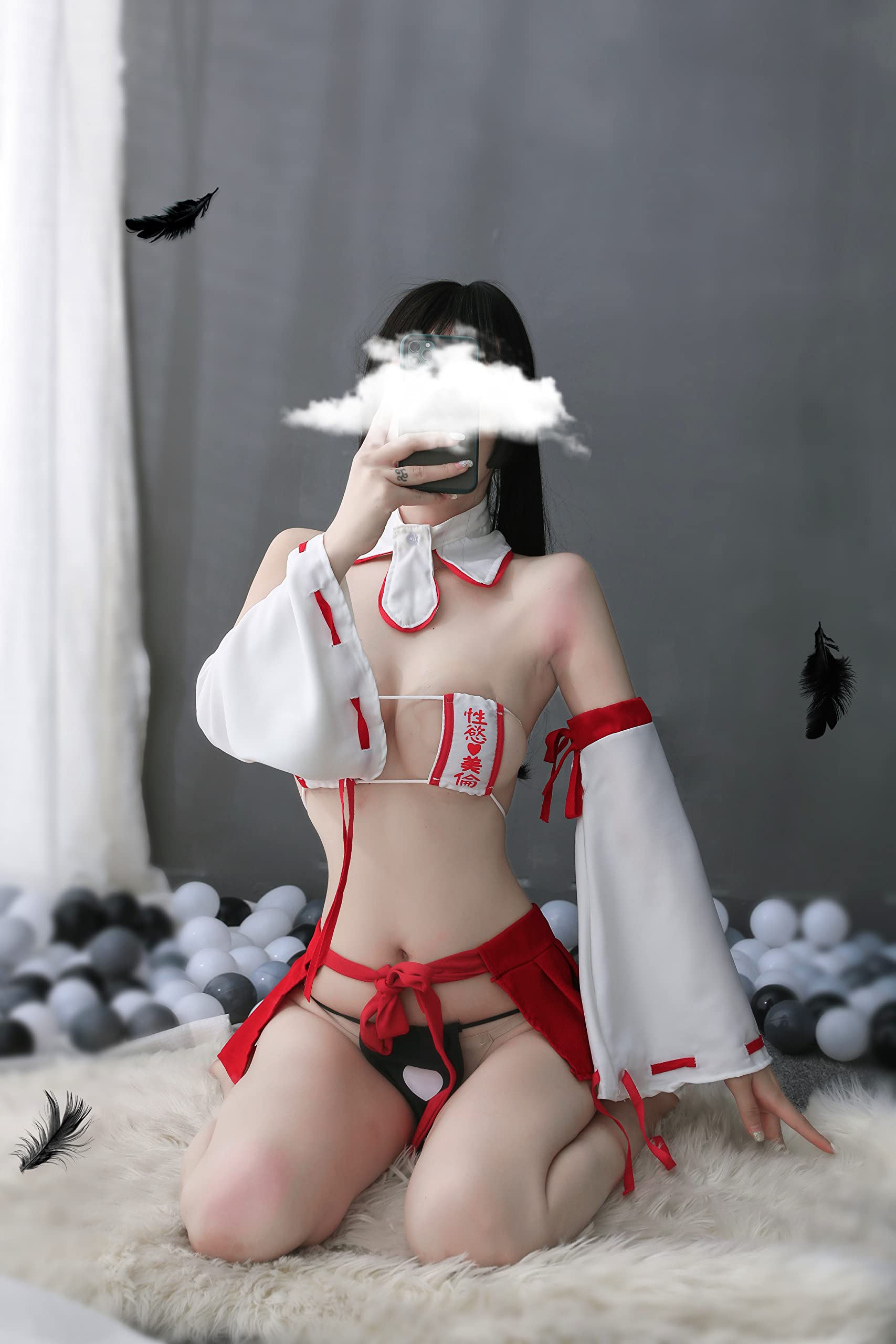 SINMIUANIME Cosplay lingerie for women Sexy Lingerie Japanese Witch Chest Piece Bundled Pleated Skirt Uniform (7066Red)