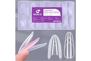 Salon-Perfect Sandwich Nail Forms at Home: Gelike EC Sandwich Dual Forms for Builder Gel - 2026 Nail Extension Mold No Gel Stacking - 240Pcs 15 Sizes for DIY Extensions Art - Almond Round