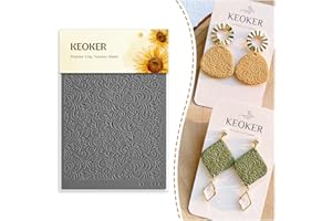 Keoker Polymer Clay Texture Sheets Set, Boho Texture Sheets for Polymer Clay, Clay Earring Molds for Earrings, Works with Boho Polymer Clay Cutter,The Same Effect as Polymer Clay Texture Roller (3)