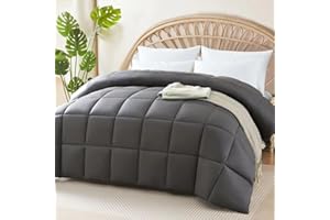 STWIENER 100% Viscose Made from Bamboo Comforter for Hot Sleepers- Breathable Cooling Silky Soft Duvet Insert King Size-with 8 Corner Tabs- All Season Comforter (102x90 Inches, Grey)