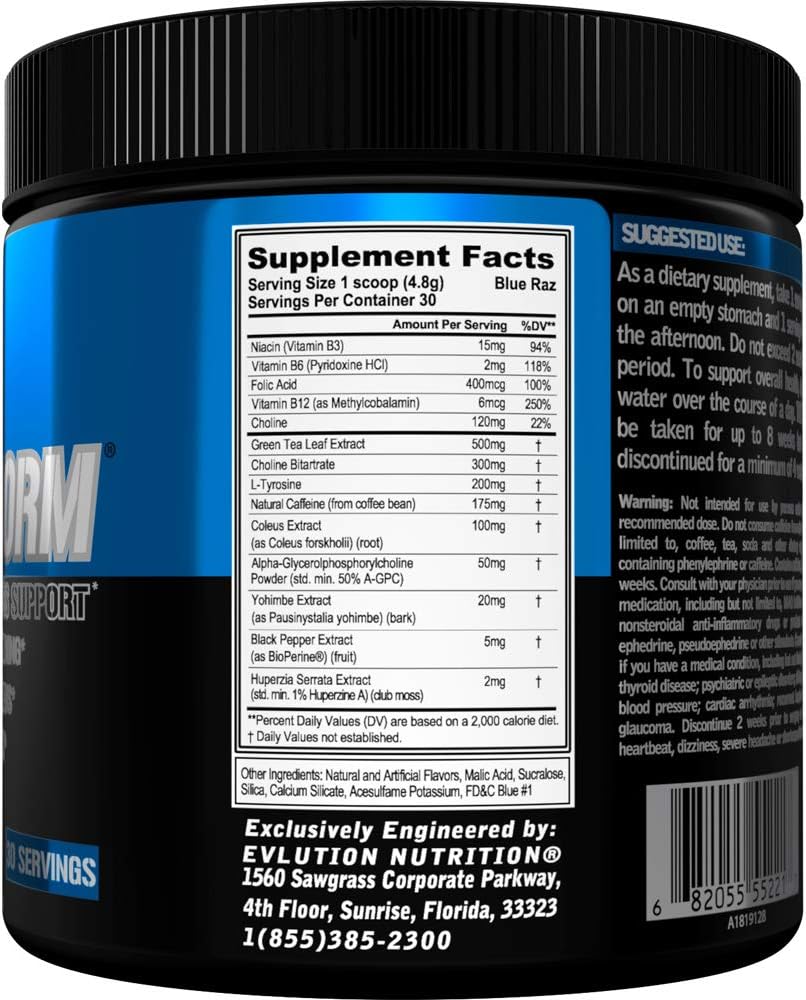 Evlution Nutrition Trans4orm Thermogenic Energizing Fat Burner Supplement, Increase Weight Loss, Energy and Intense Focus, 30 Servings (Blue Raz): Health & Personal Care