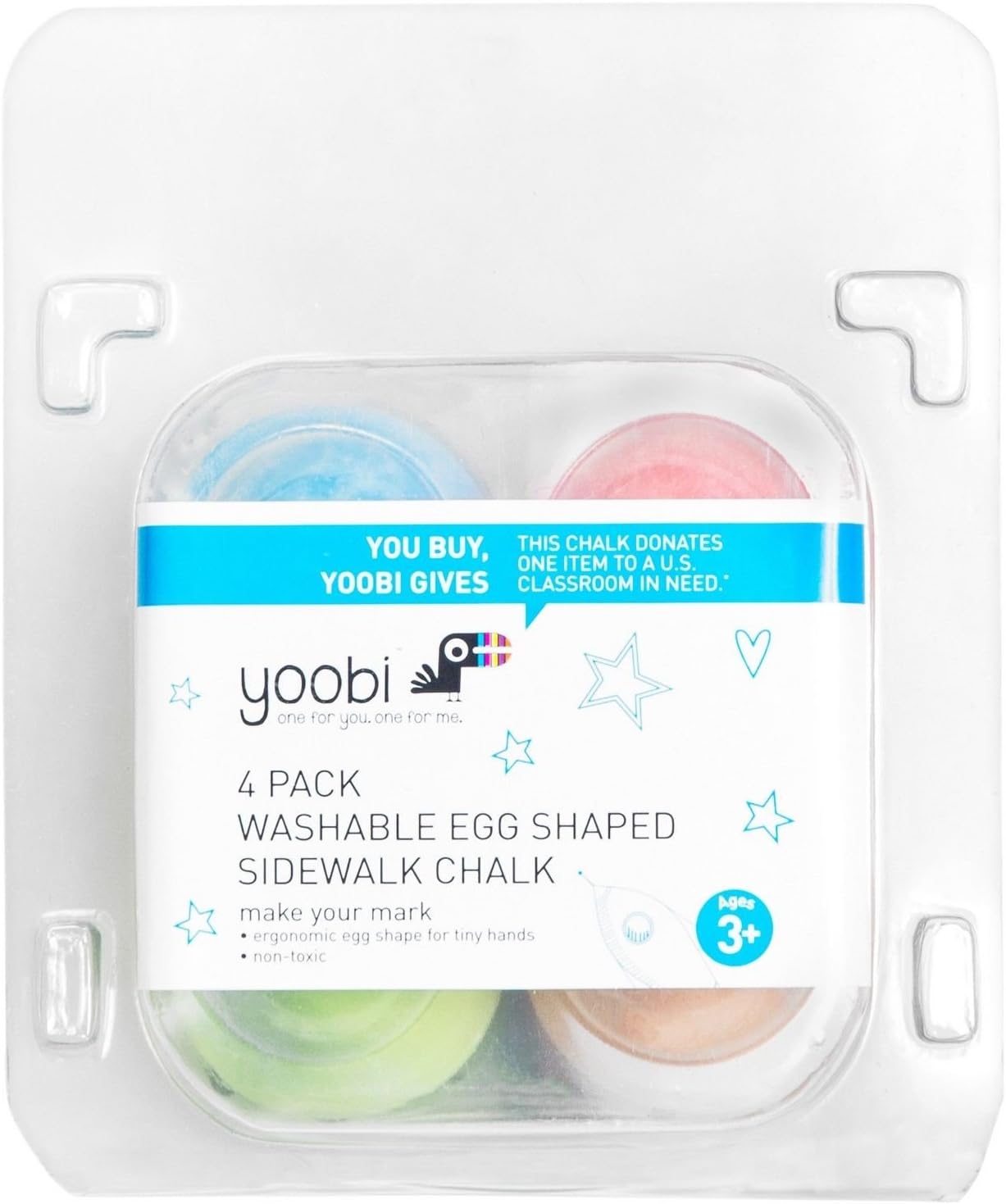 Yoobi Washable Egg Shaped Sidewalk Chalk 4pc