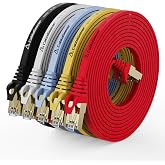 CableGeeker Cat8 Shielded Flat Ethernet Cables, 15 ft, 5-Pack, Multicolor | 40Gbps/2000MHz, 30AWG OFC Copper, Shielded RJ45 with Gold-Plated Contacts, For Gaming, Servers, and Data Centers