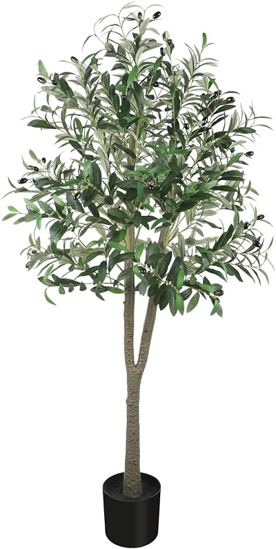 YOLEO 5FT Artificial Olive Tree Faux Silk Leaves Home Office Decor