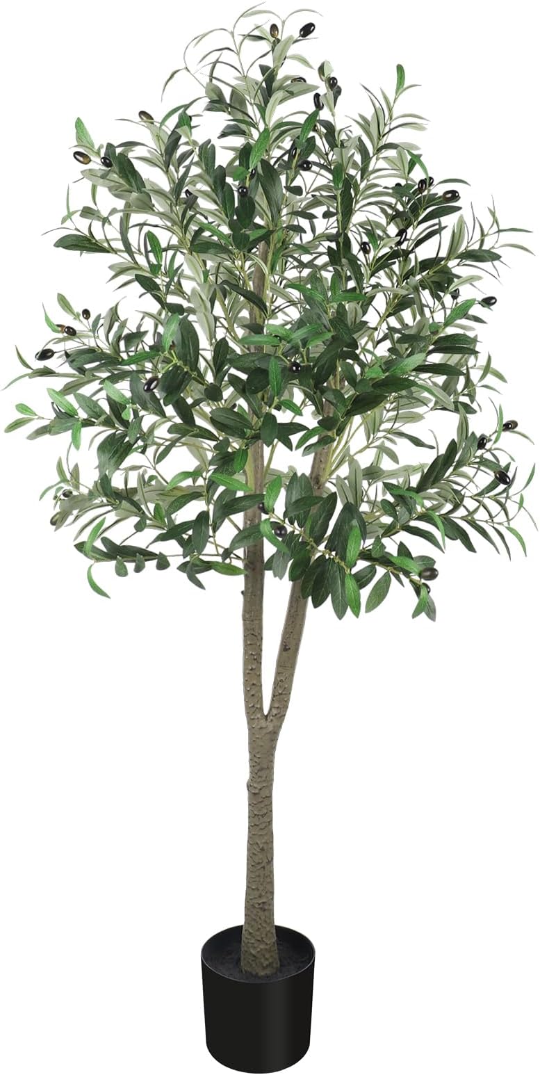 YOLEO 5FT Artificial Olive Tree Faux Silk Leaves Home Office Decor