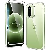 FNTCASE for Oneplus 15R Clear Case with Screen Protector Phonecase | Anti Yellowing, Military Grade Drop Protection, Slim Phone Cases, Shockproof Protective Bumper, Transparent Cell Cover