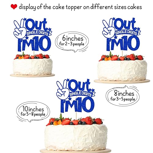 Blue Glitter Out Single Digits I'm 10 Cake Topper, Double Digits 10, for Boys Girls 10th Birthday Decorations, Happy 10th Bithday Decorations in Dubai - UAE | Cake Toppers