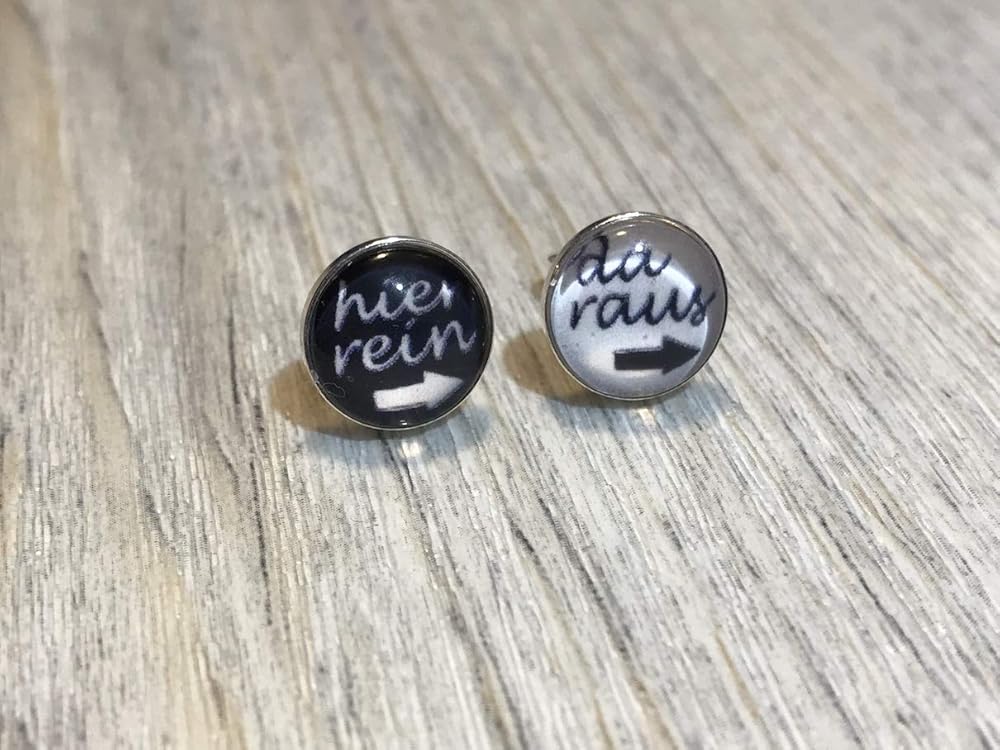 Spruch hier rein da raus 925 Sterling Silber 10mm Ohrringe Ohrstecker Amazon.de Handmade