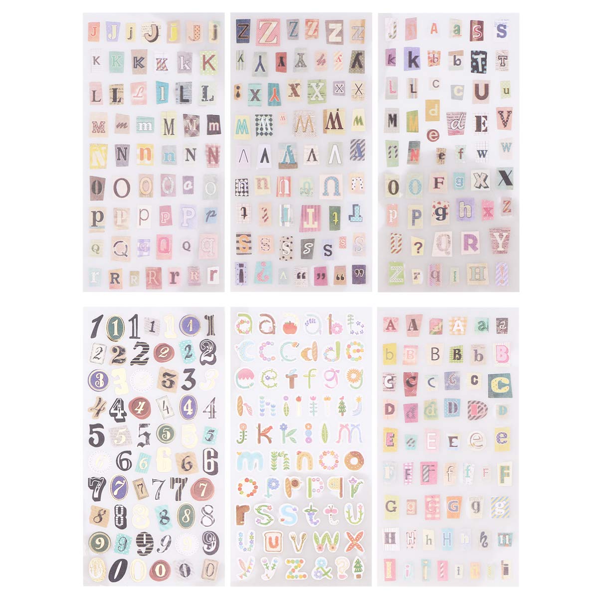 6 Sheets Graffiti Style Alphabet and Number Stickers, Self-Adhesive Pvc Decals for Scrapbook, Notebook, Laptop, Water Bottle, and Diy Crafts, Assorted Colors, 19.2 X 10 Cm