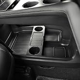 Compatible with 2026 Toyota Sienna Center Console Organizer with Cup Holder, Lower Storage Box Accessories (TPE Material with Original car Wood Grain (Compatible with 2021-2026 Toyota Sienna), Black)