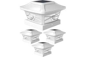 Davinci Lighting Renaissance Solar Outdoor Post Cap Lights - Includes Bases for 4x4 5x5 6x6 Posts - Bright LED Light - Pearl White (4 Pack)