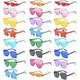 Pibupibu 12/24 Pack Fun Mixed Rimless Party Glasses Bulk, Colorful Funny Sunglasses Set for Bachelor Party Favors