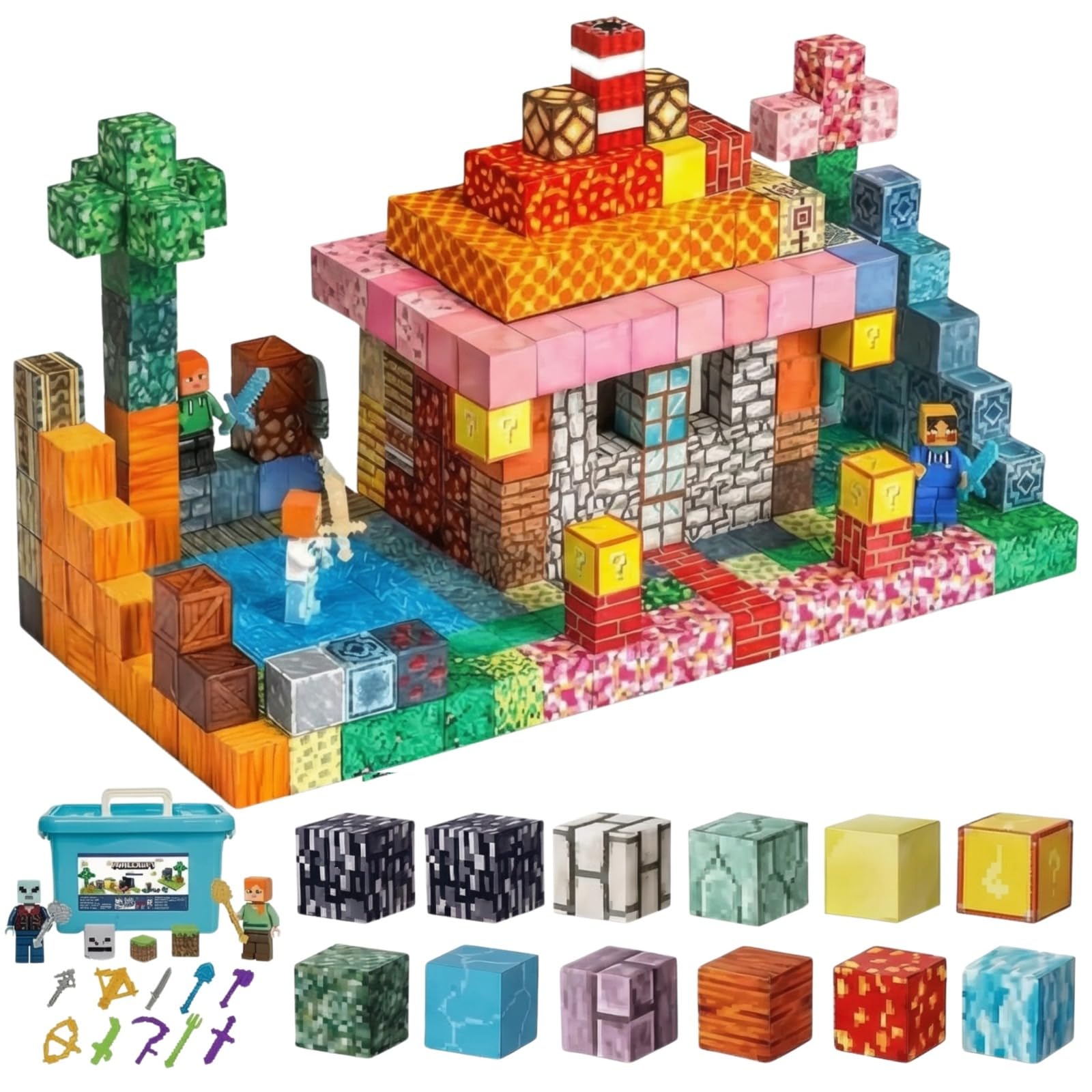 AB LUXE 158PCS Magnetic Blocks for Kids, Magnetic Building Tiles STEM Set with Storage Box, Magnet Toy Construction Kids Learning Toys, Boys & Girls Age 3-10