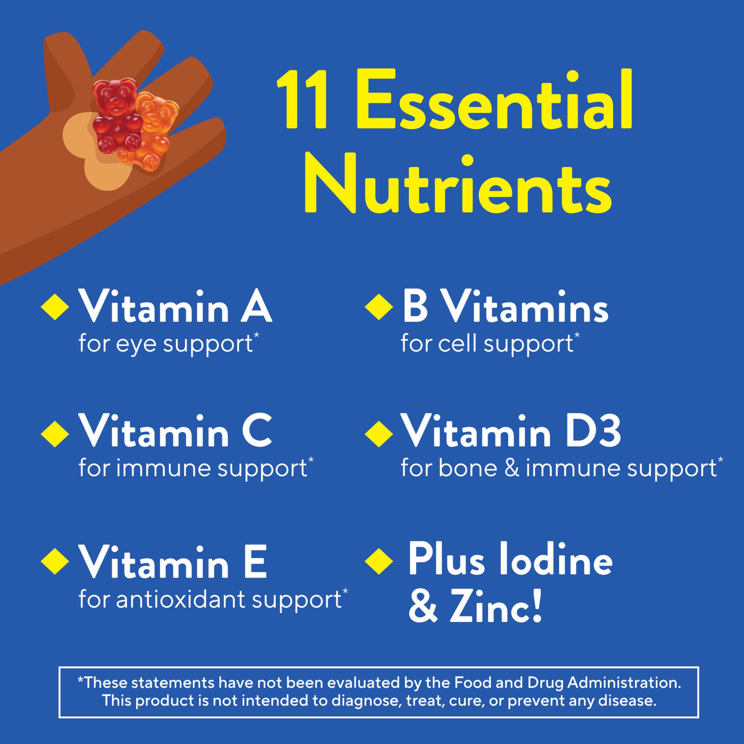 L’il Critters Gummy Vites Daily Gummy Multivitamin for Kids, Vitamin C, D3 for Immune Support Cherry, Strawberry, Orange, Pineapple and Blueberry Flavors, 70 Count Gummies