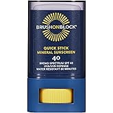 Brush On Block Quick Stick SPF 40, Mineral Sunscreen Stick, UVA/UVB Protection, Water Resistant, Hawaii Compliant, Reef Friendly, 0.63 oz