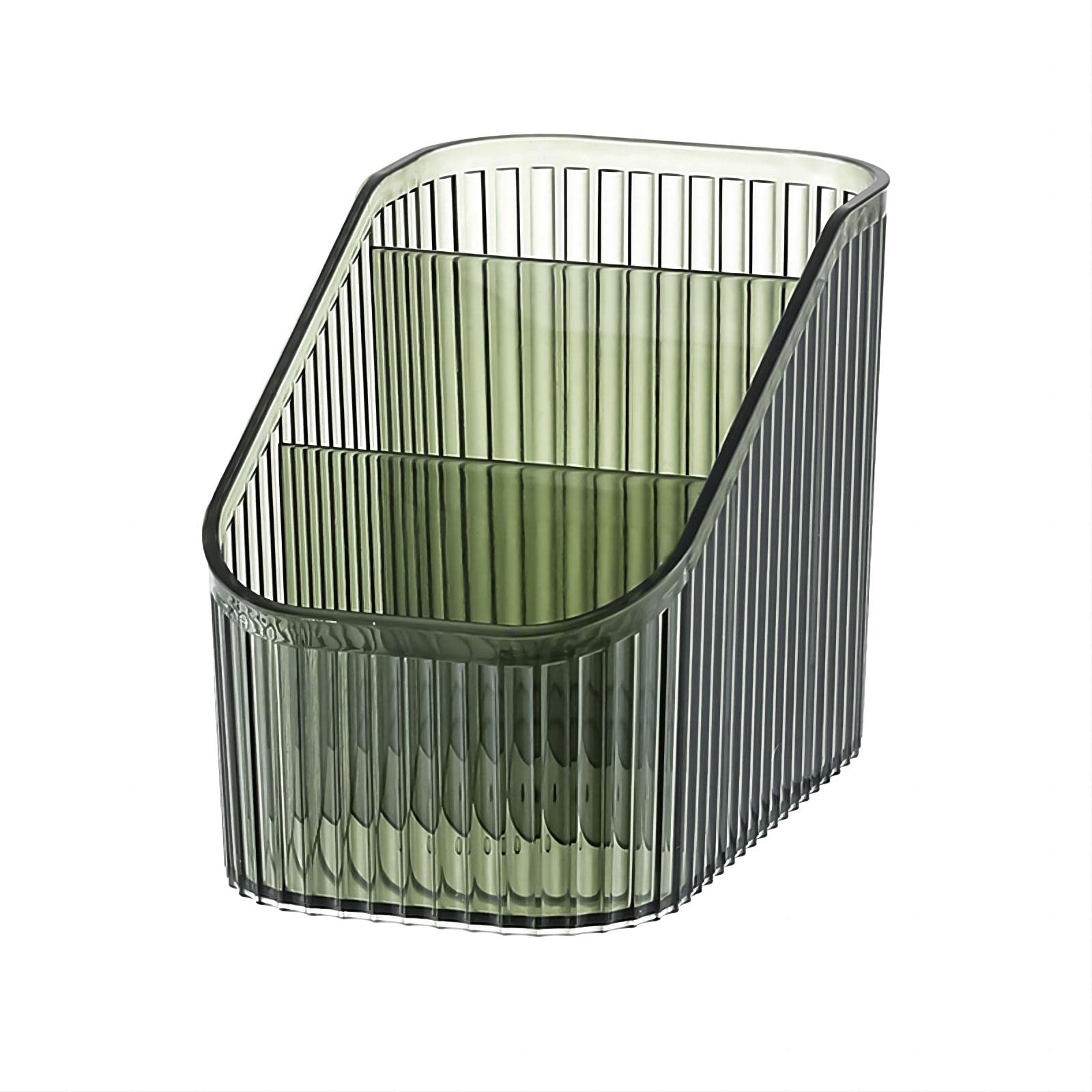 Photo 1 of DASITON Large Capacity Makeup Brush Holder,3 Slot Makeup Brush Cup,Vintage striped Make Up Brush Holder,for Vanity Decor,Bathroom Countertops,Desk Storage Container,Cosmetic Display cases(Green-S)