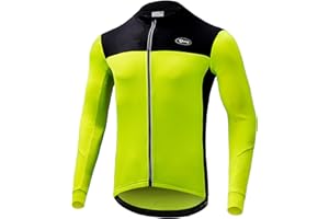 Dooy Men's Cycling Bike Jersey Thermal Biking Shirt Long Sleeve Bicycle Shirts with Full Zipper and Rear Pockets