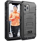 Mitywah Waterproof Case for iPhone 11 Pro, Heavy Duty Military Grade Shockproof Cover Built-in Screen Protection, Rugged Thick Full Body Protect Metal Case for iPhone 11 Pro, Black