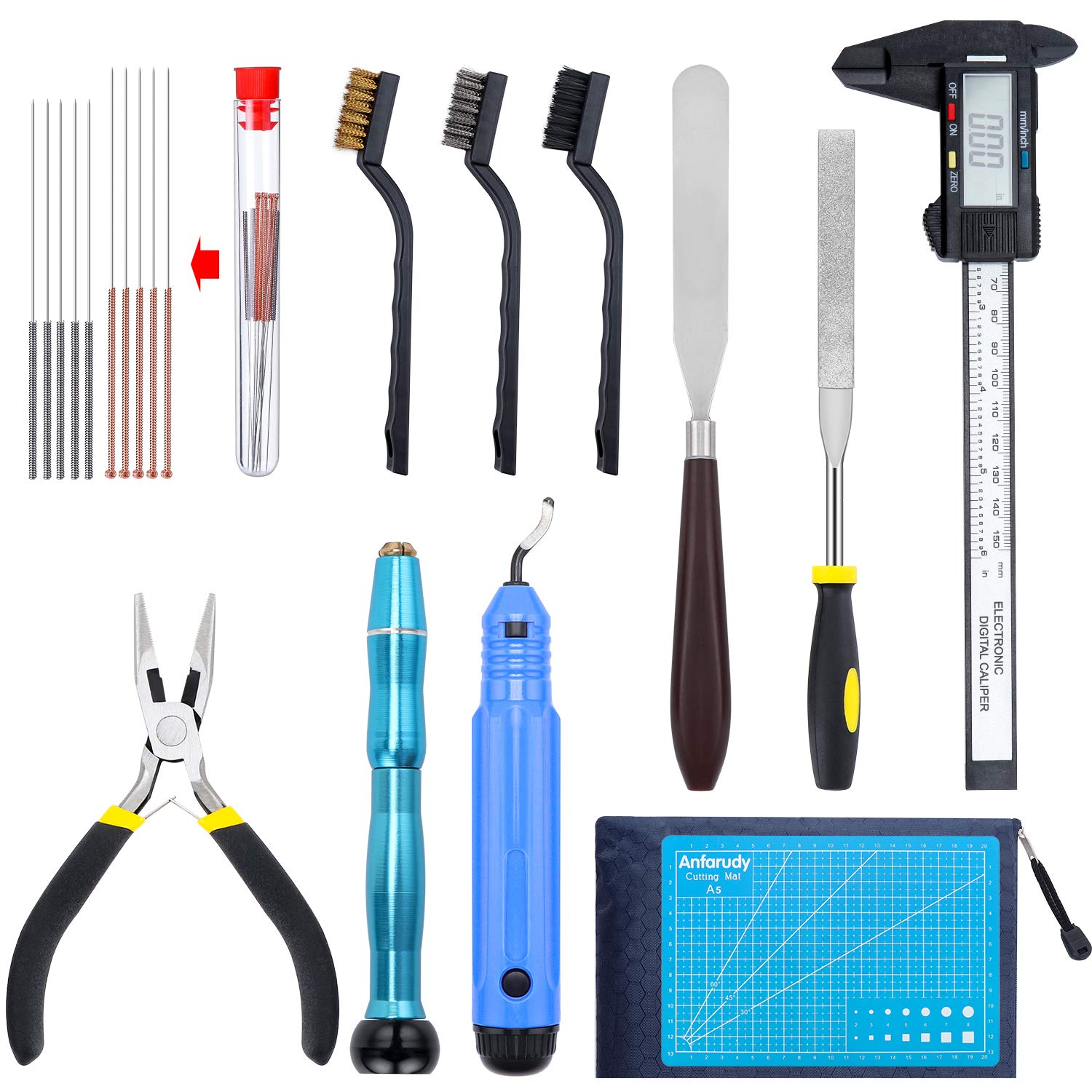 WiMas 35PCS 3D Printer Accessories Tool Kit, 3D Print Tool Kit Debur Tool, Cleaning and Removal Tool with Storage Bag for Cleaning, Printing, Finishing and 3D Printer