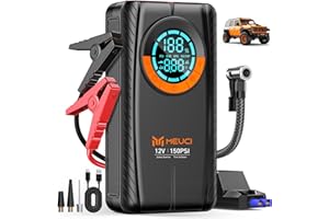 MEUCI Portable Car Jump Starter with Air Compressor - 3500A Car Battery Jump Starter (9.0 Gas/8.0L Diesel), 12V Car Jumper Starter Portable, Jump Box with Smart Jumper Cables, Tire Inflator, LED Light