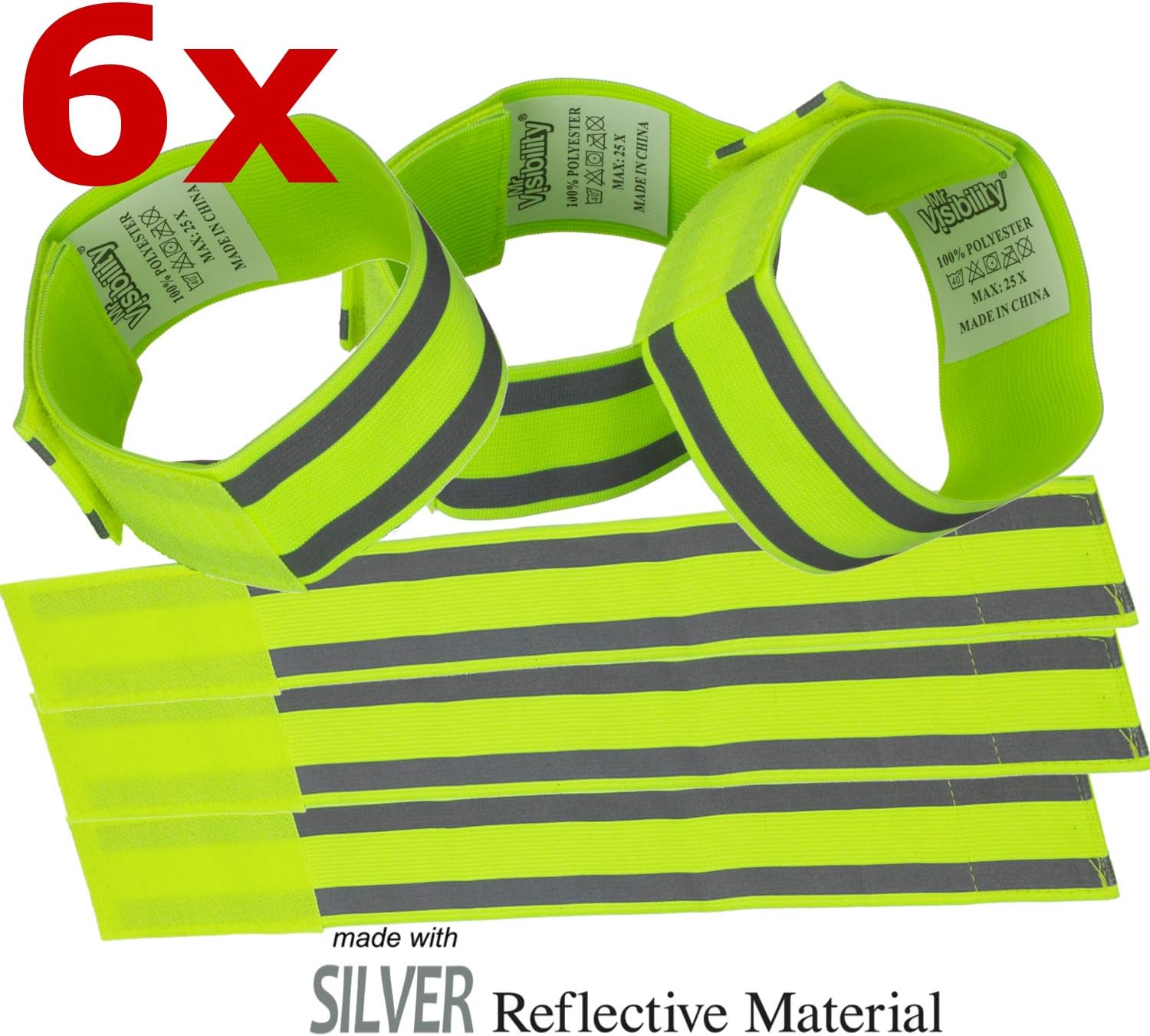 Reflective Band 6 Bands/3 Pairs High Visibility Safety Ankle Leg.High