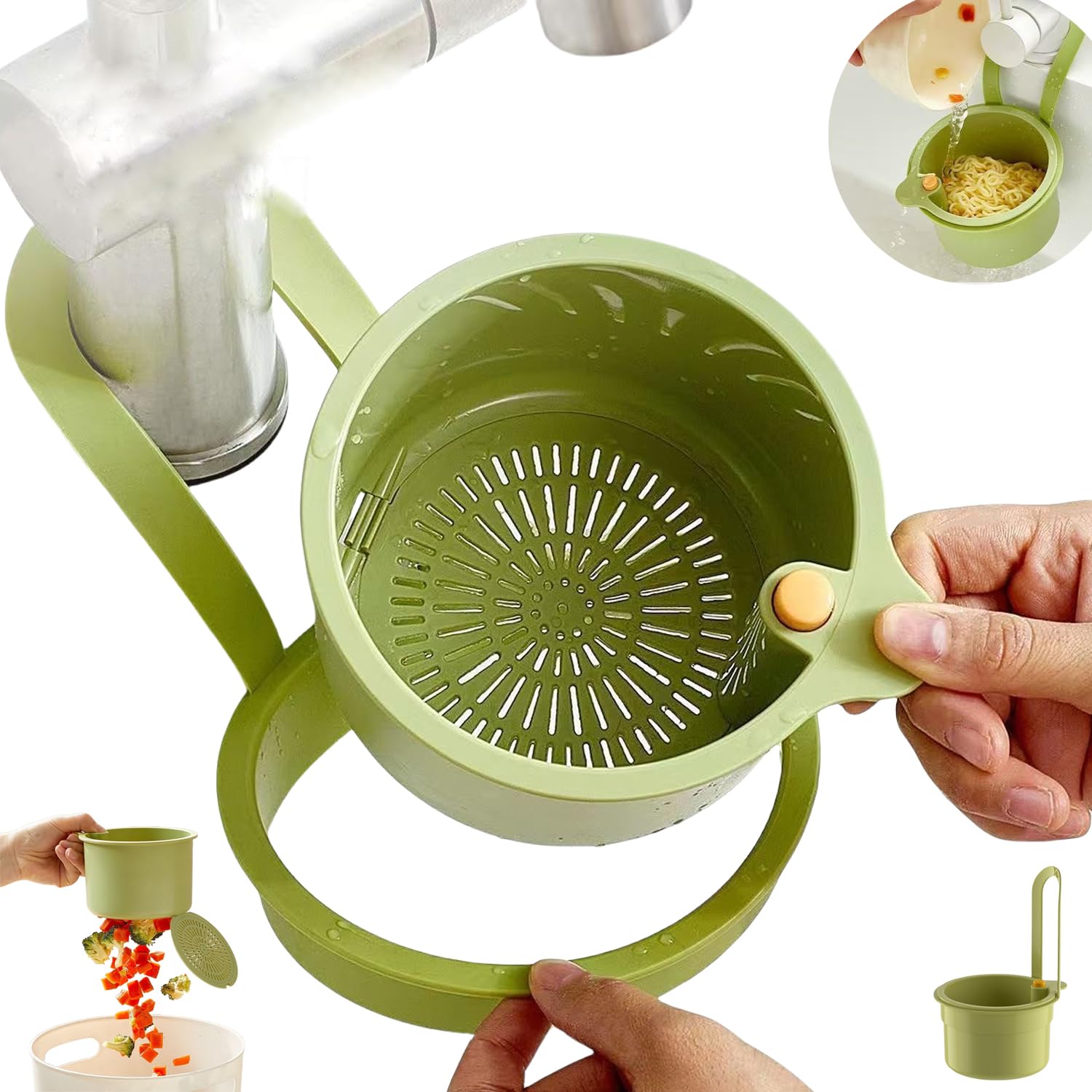 Photo 1 of 2025 New Faucet Hanging Strainer, Hanging Kitchen Sink Strainer Basket with Press Dumping & Self-Cleaning Design, Corner Sink Trash Catcher for Food Waste, Kitchen Sink Accessories (Green)