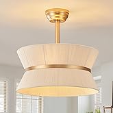 WONGU Boho Fandelier Ceiling Fan with Light and Remote Rattan Chandelier Fan Gold Caged Ceiling Fan with Light for Bedroom, L