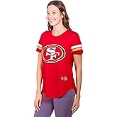 Ultra Game Women's NFL Official Soft Mesh Varsity Stripe T-Shirt