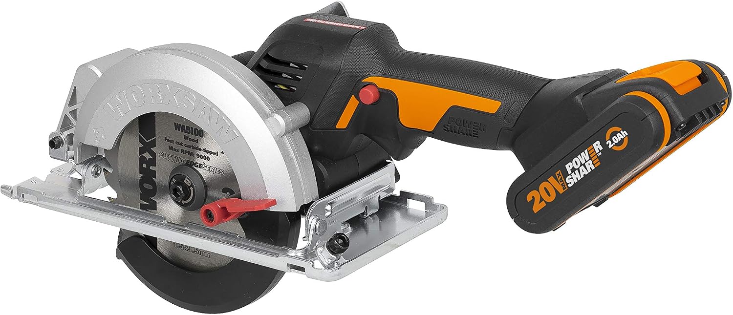 Worx WX531 20V PowerShare Cordless 120mm Brushless Compact Circular Saw with 1x 2.0Ah Battery & Charger, 41mm Cutting Depth - Image 4
