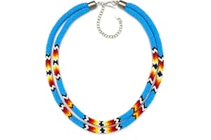 BEADSCORNER Native Style Beaded Double Strand Rope Necklace for Women Handmade