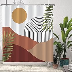 AWERT Boho Shower Curtain with Hooks Arch Sun