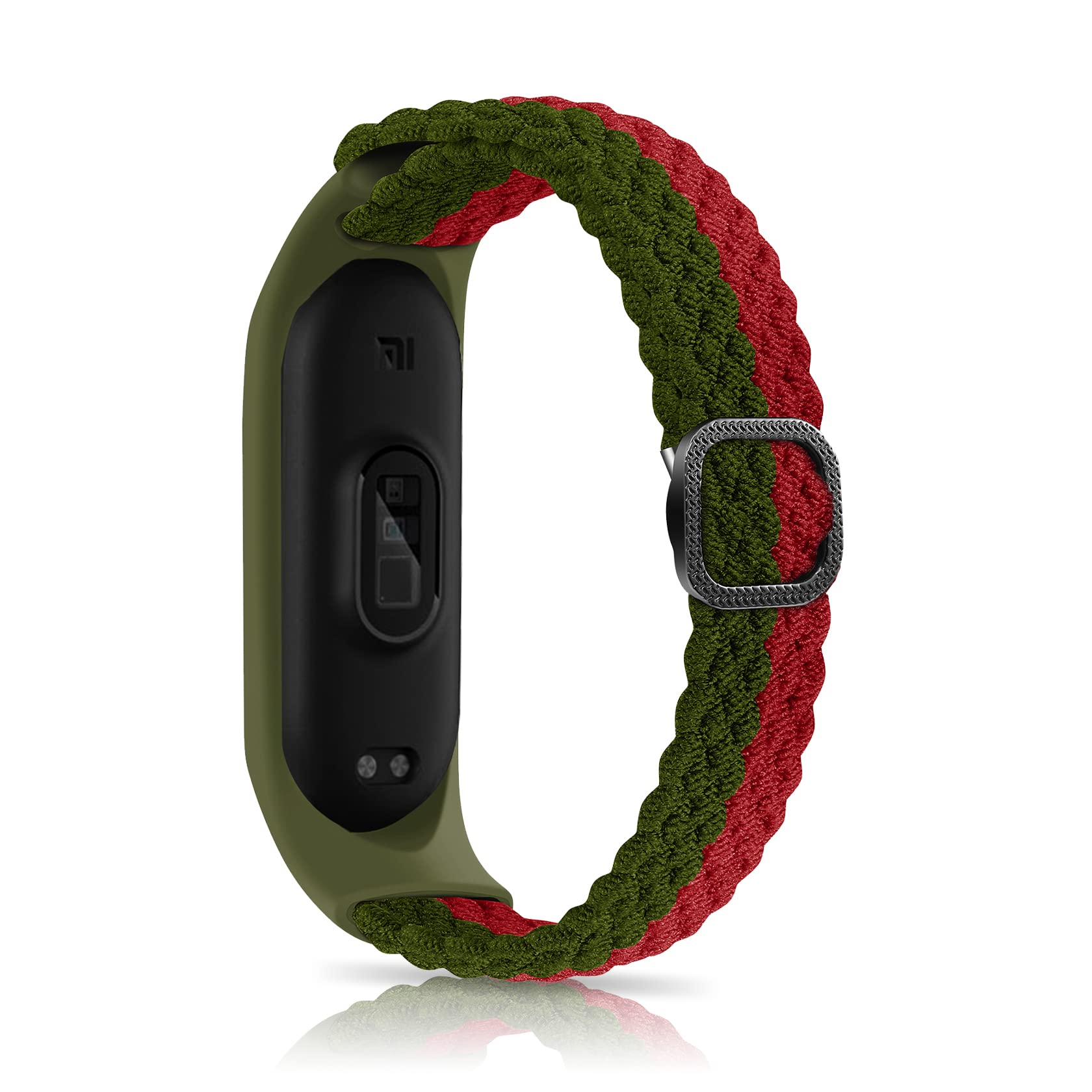 ToVioc Nylon Watch Strap for Xiaomi Mi Band 7/6/5/4/3 Strap Adjustable Elastic Breathable Sport Watch Band for Xiaomi Smart Band 7/6/5/4/3 - Green Red