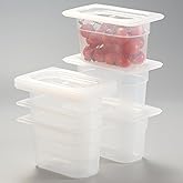 CURTA 6-Pack 1/9 Size 4" Deep Food Pan with Handled Lid – NSF Listed Commercial-Grade Translucent Polypropylene, Stackable Freezer-safe Storage for Restaurants, Catering & Buffets