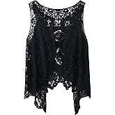 FindThy Women’s Hollow Knitting Stitch Cardigan Open Front Draped Boho Hippie Crochet Vest