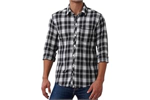 Casual Dress Shirt for Men Trendy Button Down Shirts with Pocket Big and Tall Plaid Shirt Collar Long Sleeve Shirts