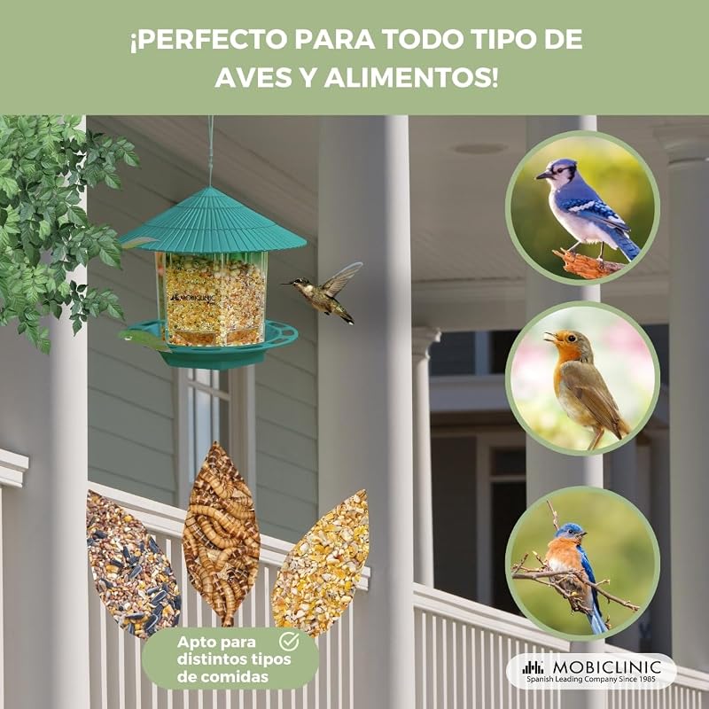 ®, Comedero Colgante para Pájaros, Exterior, Capacidad 1.2L, Balcón y jardín, Educación al Aire Libre, Pico, Alimentación de Aves, Elemento Decorativo