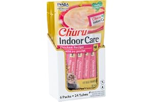 INABA Churu Indoor Care for Hairball Control, Functional Lickable Cat Treat with Taurine & Vitamin E, 14g Each, 24 Tubes Tota