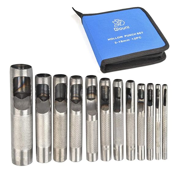 12pcs Hollow Hole Punch Set Metric 319 mm Heavy Steel Punches Tool for