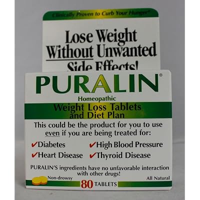 Puralin Homeopathic Weight Loss Tablets and Diet Plan 80 Count