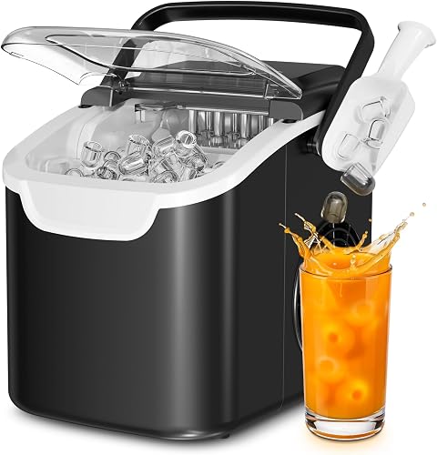Antarctic Star Ice Maker Countertop, 8 Bullet Ice Cubes in 6 Mins, 26.5 lbs/Day, Self-Cleaning, 2 Sizes, Ultra-Quiet for Home/Kitchen/Camping/RV