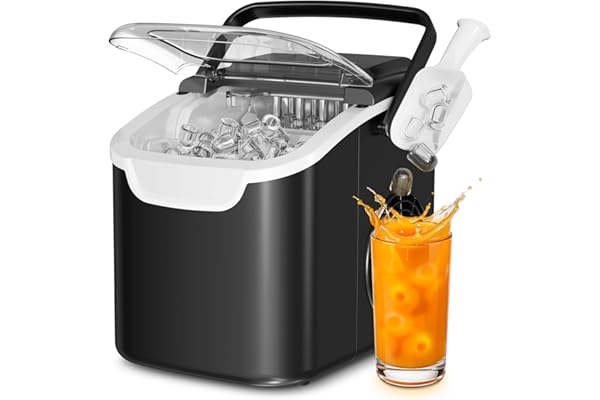 Antarctic Star Countertop Ice Maker Machine, 8 Cubes in 6 Mins, 26.5 lbs/Day, Self-Cleaning, 2 Sizes, Ultra-Quiet for Home/Kitchen/Camping/RV Black