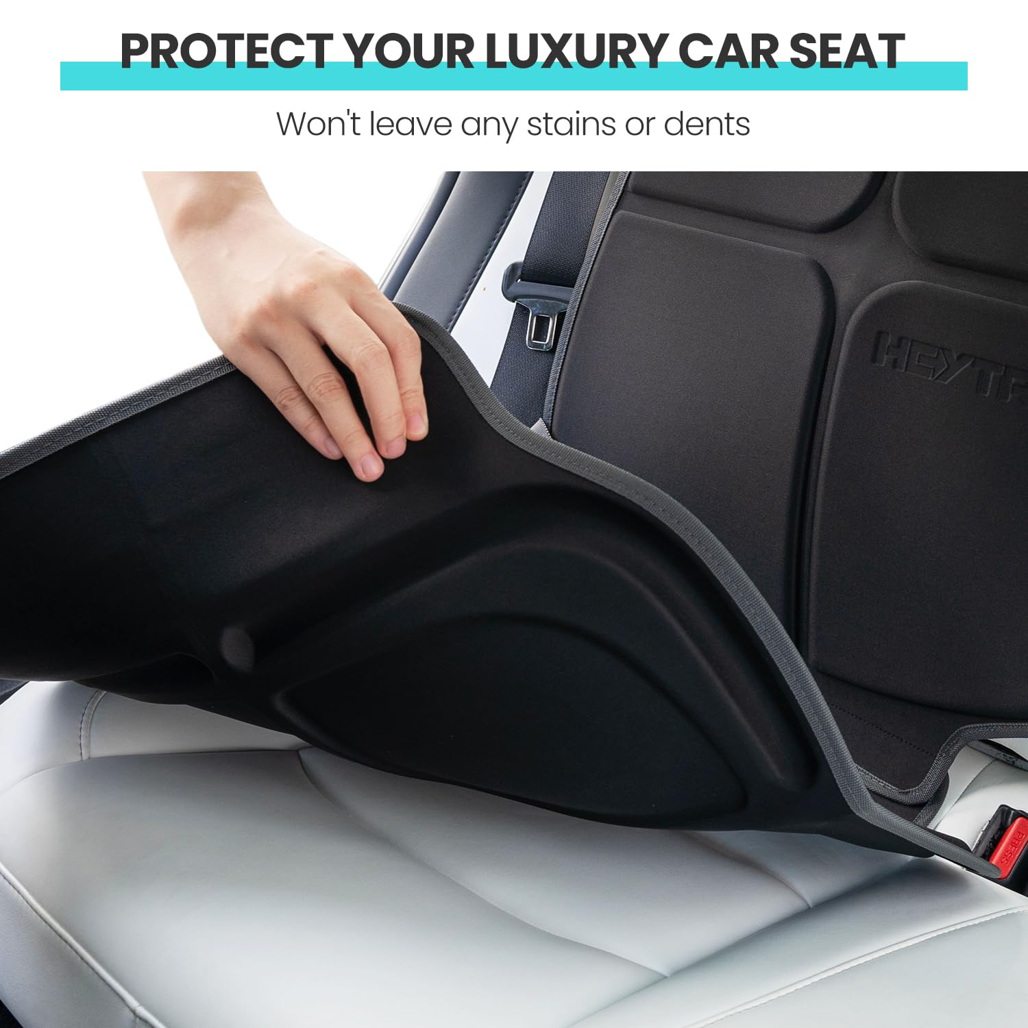 HEYTRIP Car Seat Protector, 2 Packs, Rear-Facing/Forward Facing Car Seat Mat for 0~12 Years Old Children, Waterproof, Easy Cleanup, Non-Slip, Fit Most Car Seats(Black Blue)