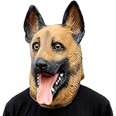 CreepyParty German Shepherd Dog Mask - Animal Halloween Costume for Parties, Cosplay, Photo Booth Props, And Pranks - Funny Gag Gift for Adults