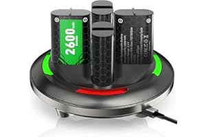 TUNROP Rechargeable Battery Packs for Xbox One Controller,4x2600mAh Xbox one Rechargeable Battery Packs, Rechargeable Batteries with Charging Dock for Xbox One/S/X/Xbox Series/S/X