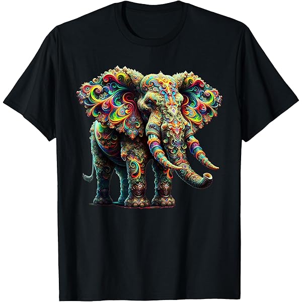 Amazon.com: Fractal Elephant Spirit Animal Psychedelic Trippy T