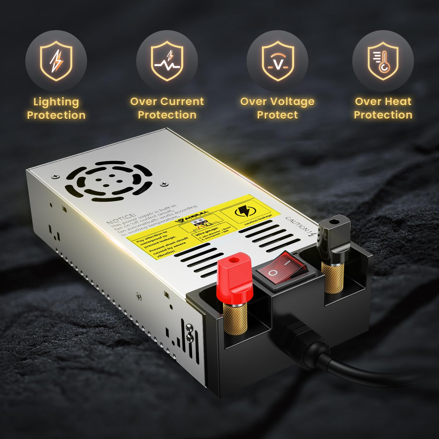 Anbull 110V to 12V Converter, ON/Off Switch, 12V DC Adapter Transformer, Max 50A 600W Power Supply